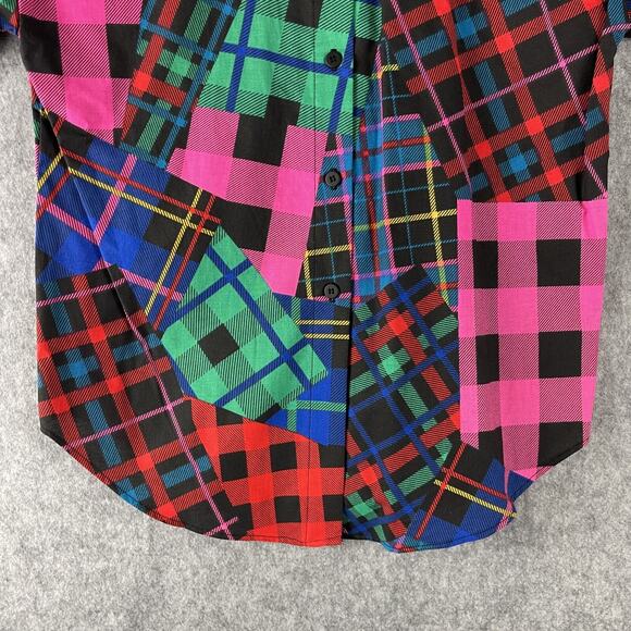 Vintage Casey & Max Top Womens Small Plaid Button Up Short Sleeve Retro 80s NEW - Picture 3 of 13